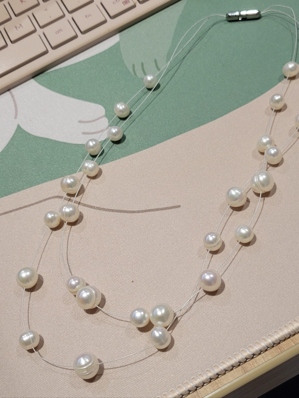 Honora White Floating Pearl Illusion Necklace - Women Jewelry